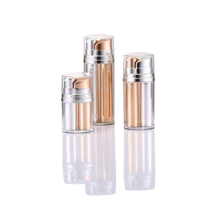 2 X 10 ml Bouteille en plastique sans air 20 ml Bouteilles à pompe à double tube sans air Bouteilles à vide pour soins de la peau