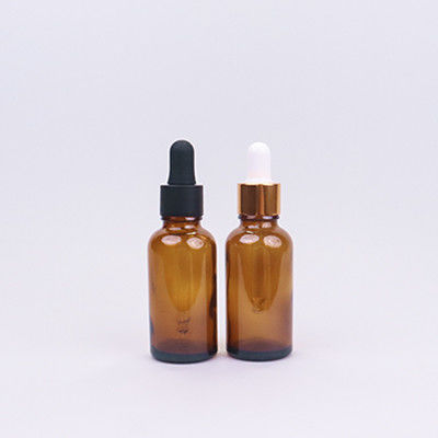 Bouteille de gouttelette en verre ambre rechargeable à l' huile d' essence de 60 ml avec bouchon en aluminium